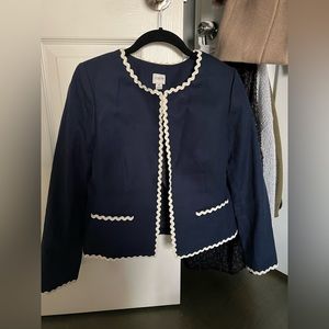 J Crew Navy Ric Ram Trim Jacket - Size 6